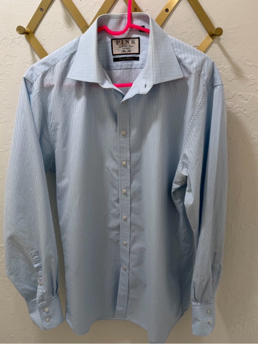 Thomas Pink Light Blue Men's Long-Sleeve Dress Shirt